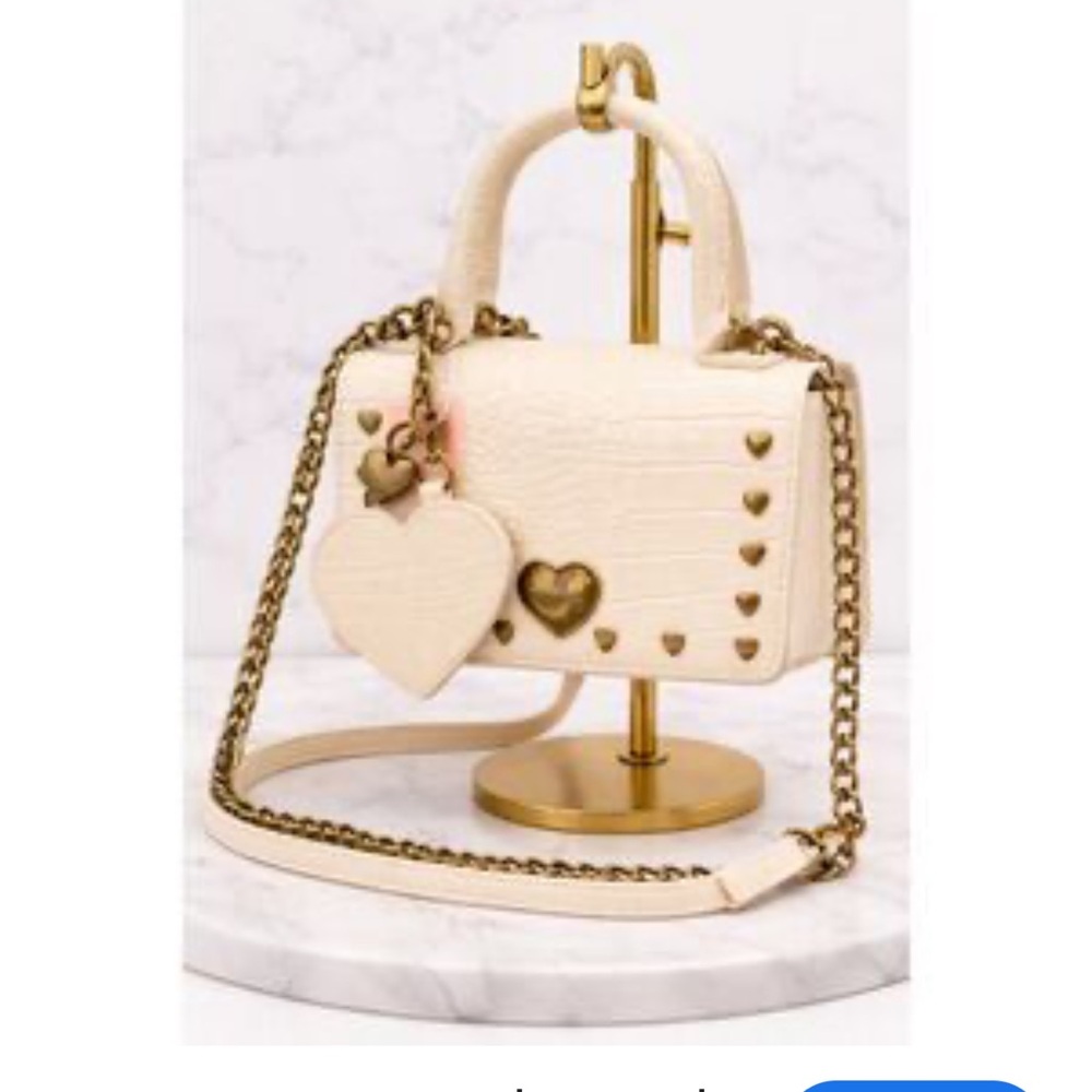 Betsey Johnson Cream Heart Mini Bag